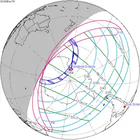 Carte de l'éclipse générale.