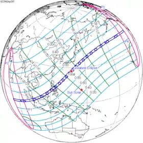 Carte de l'éclipse générale.