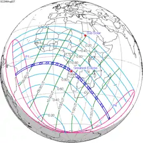 Carte de l'éclipse générale.