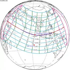 Carte de l'éclipse générale.