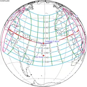 Carte de l'éclipse générale.