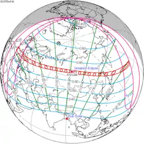 Carte de l'éclipse générale.