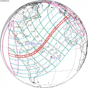 Carte de l'éclipse générale.