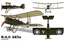 Plan 3 vues du Royal Aircraft Factory S.E.5a
