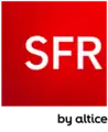 Deuxième version du deuxième logo de SFR accompagné de la mention by Altice (« par Altice »).