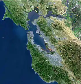 Image satellitaire de la baie de San Francisco.