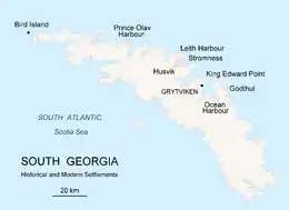 Carte de la Géorgie du Sud (incluant Godthul