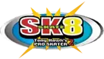Logo de la version japonaise du jeu sur Game Boy Advance intitulée SK8: Tony Hawk's Pro Skater 2. La photo représente une forme ovale en fond, avec par-dessus une sorte d'étoile jaune à plusieurs branches ; au premier-plan, le titre du jeu est aussi grand que la planche. SK8 est écrit en très gros caractères ; par-dessus, on y lit la mention skate et en dessous, Tony Hawk's Pro Skater 2 sur deux lignes.