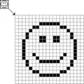 Création d’une icône smiley en image binaire sur ordinateur.