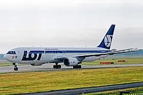 SP-LPC, le Boeing 767-300ER de la LOT Polish Airlines impliqué dans l'incident, ici en octobre 2003.