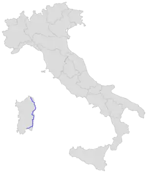 Parcours de la route sur une carte de l'Italie