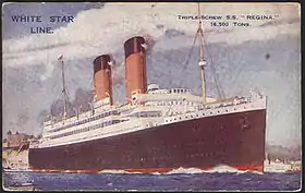 carte postale représentant le Regina sous les couleurs de la White Star Line.