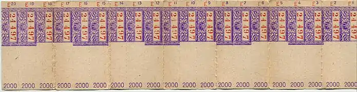 Carnet de 20 tickets de bus de la STCRP, ancêtre de la RATP parisienne.