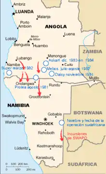 opérations de l'armée sud-africaine et la SWAPO de 1981 à 1984