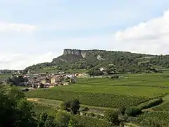 Village de Solutré et vignoble de l'AOC Pouilly-Fuissé (vue 2).