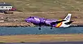 Livrée 2017 Le Saab 340 G-LGNK "Spirit of Caithness"  à l'attérissage à Sumburgh (Îles Shetland).