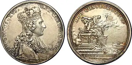 Médaille du sacre de Louis XVI, 11 juin 1785 (argent, avers et revers).