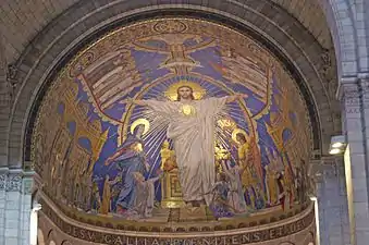 En collaboration avec Henri-Marcel Magne, Christ en gloire (1923), mosaïque, Paris, basilique du Sacré-Cœur de Montmartre.