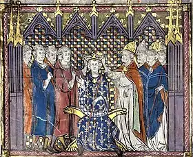 Adalbéron de Reims couronnant le roi Hugues.