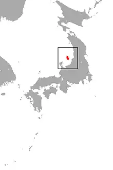 Carte du Japon avec une ile en rouge