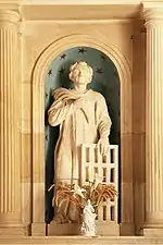 Statue de Saint-Laurent dans l'église.