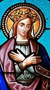 Vitrail représentant Marie, mère de Jésus.