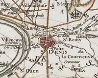 Saint-Denis vers 1780 (carte de Cassini).