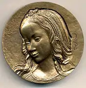 Médaille représentant le portrait de la Vierge au Pilier