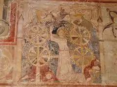 Le martyre de sainte Catherine d'Alexandrie, fresque de la chapelle du Cheylat.