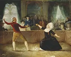 The fencing-match between the Chevalier de Saint-George and the Chevalier d'Éon par Robineau.