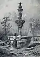 Eugène Cicéri : La fontaine de saint-Jean-du-Doigt (dessin publié en 1845-1846)