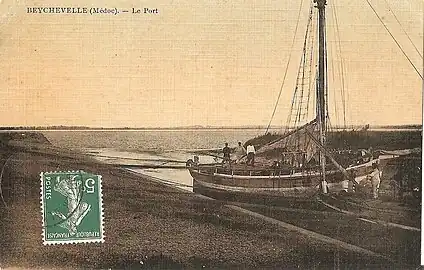 Carte postale- Le port de Beychevelle vers 1910.