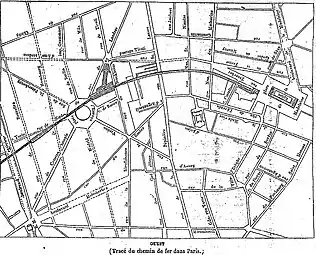 Plan du prolongement du chemin de fer de Saint-Germain place de la Madeleine, rue Tronchet.