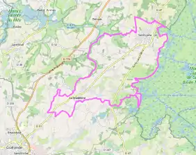 Carte montrant le territoire de la commune sur un plan de masse.