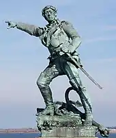 Statue de Surcouf pointant l’Angleterre, Alfred Caravanniez (1855-1917).
