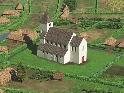 Reconstitution 3D de l'église Saint Laurent vers 1300