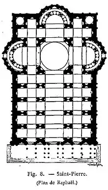 Plan de la basilique selon Raphaël