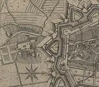 Quartier saint Èvre vers 1700Extrait du plan Bibliothèque nationale de France, département Cartes et plans, GE D-14510. (repère 54)