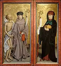 Maître à l'Œillet de Baden, Saint Fridolin et Saint Otmar, fin XVe siècle.