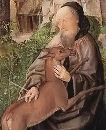 Saint Gilles et la biche, (détail), Maître de Saint Gilles, National Gallery de Londres