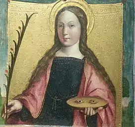Sainte Lucie, détail deAssunzione della Vergine et santiGandolfino da Roreto (1493-1518)Turin