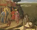 Fra Angelico, Saint Romuald interdit l’entrée du couvent à l’empereur Otton III, tempera sur panneau, vers 1430-1435 [3].