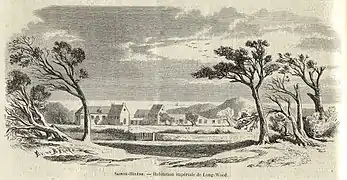 Sainte-Hélène - Habitation impériale de Longwood en 1858.