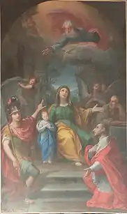 Tableau du XVIIe siècle anonyme représentant sainte Anne et sainte Marie.