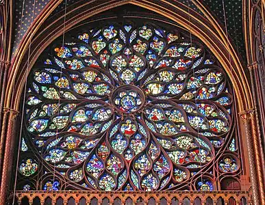 Vitrail de l’Apocalypse selon saint Jean (rosace occidentale), Vitraux de la Sainte-Chapelle du Palais.