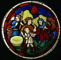 Détail d'un vitrail de la Sainte-Chapelle de Paris.