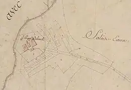 Plan cadastral de la saline située en limite des bans communaux de Lezey et Ley