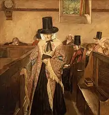 Salem, aquarelle par Sydney Curnow Vosper, 1908. La figure centrale de Siân Owen est habillée en costume traditionnel gallois.