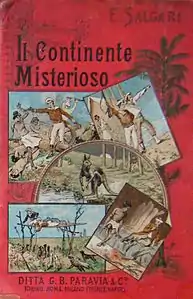 Couverture du livre Il continente misterioso de Emilio Salgari  Ed. Paravia.