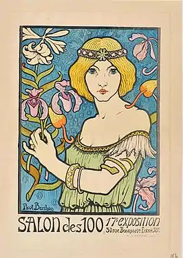 Affiche lithographiée pour le Salon des Cent (1896).